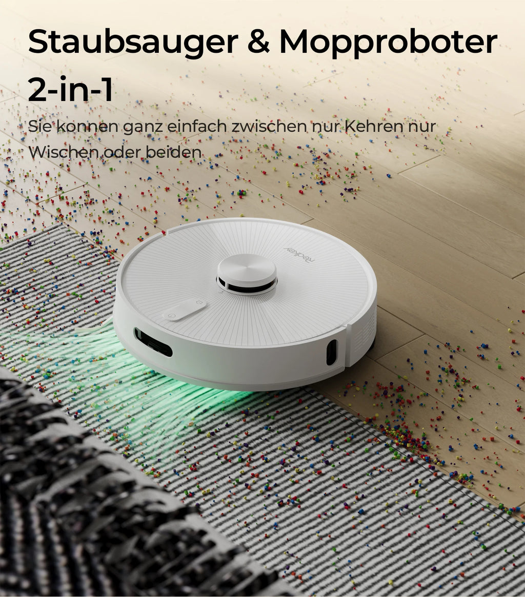 Redkey R10 Saugroboter, LiDAR-Navigation, App-Steuerung, 4000PA Saugkraft, Intelligente Wischfunktion, Boden- und Teppichreiniger (1000W)