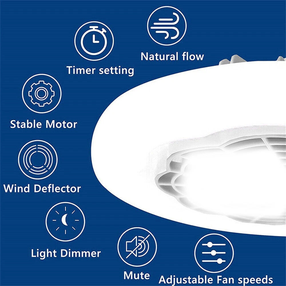 Ventilatore da soffitto estivo da 30W con luce, attacco E27, lampada LED con telecomando, velocità del vento regolabile, silenzioso per uso domestico