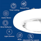 Ventilatore da soffitto estivo da 30W con luce, attacco E27, lampada LED con telecomando, velocità del vento regolabile, silenzioso per uso domestico