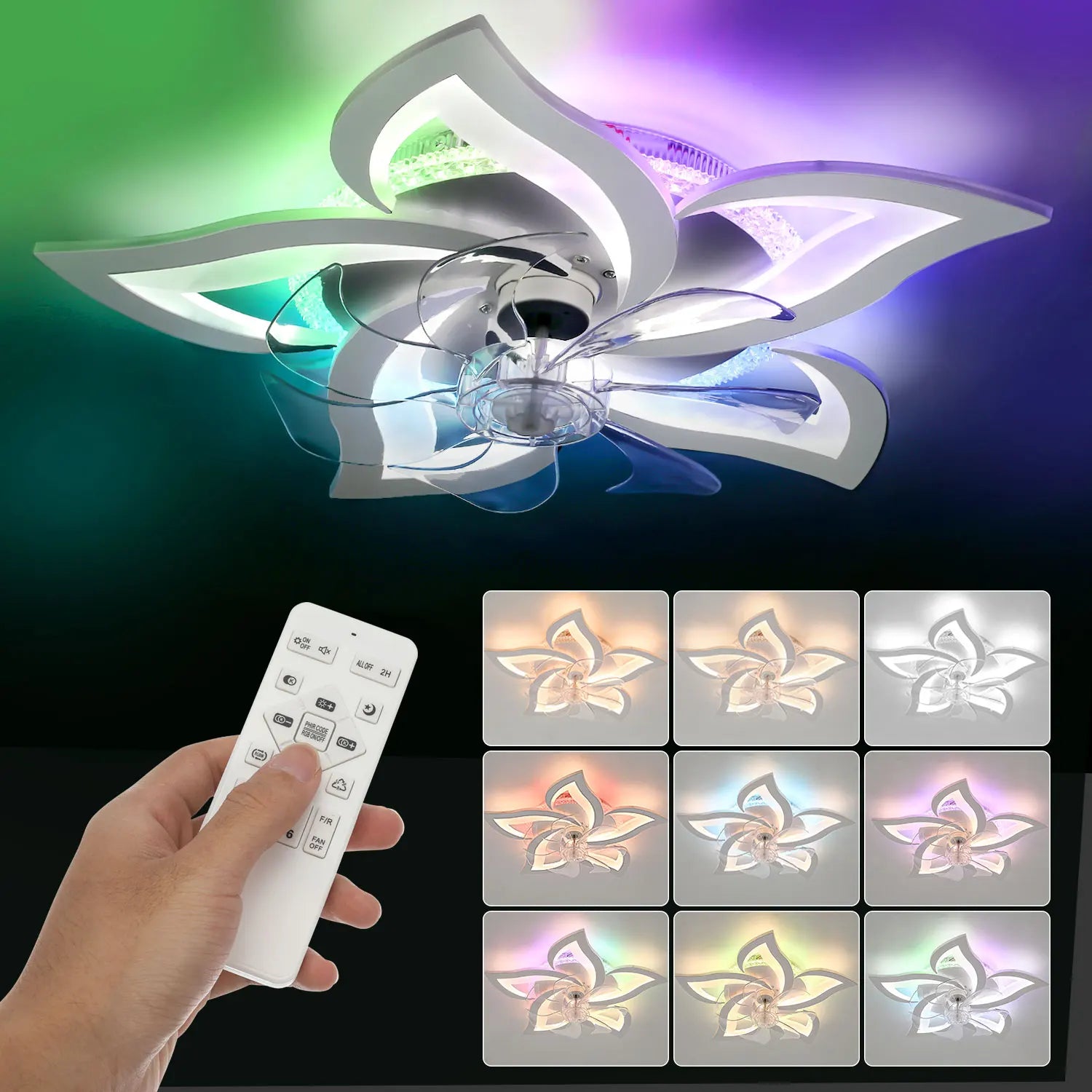 Ventilatore da soffitto LED Oyajia 50W con telecomando, moderno, diametro 62 cm