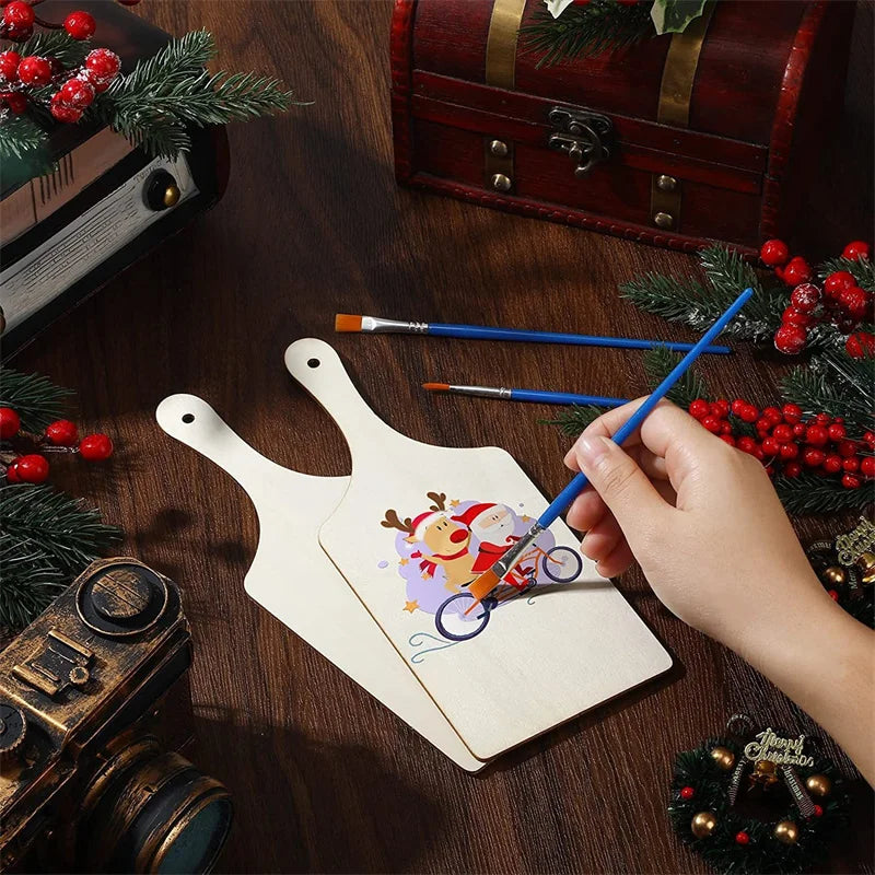 3/6/10 Stück Mini-Schneidebrett Holz Bastelbrett Unfertiges Holz Weihnachten Kinder DIY Graffiti Malerei Leeres Schneidebrett