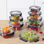 12+4er Frischhaltedosen-Set aus Glas mit luftdichten Deckeln, BPA-freie Lebensmittelbehälter aus Glas, Mikrowellen- und gefriergeeignet, Glasbehälter-Set für Reste, Obst und Gewürze