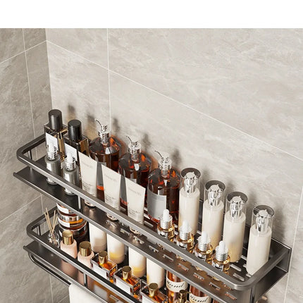 Scaffale contenitore multifunzionale da cucina di lusso leggero, portaspezie da parete senza foratura, mensola da parete in acciaio inossidabile