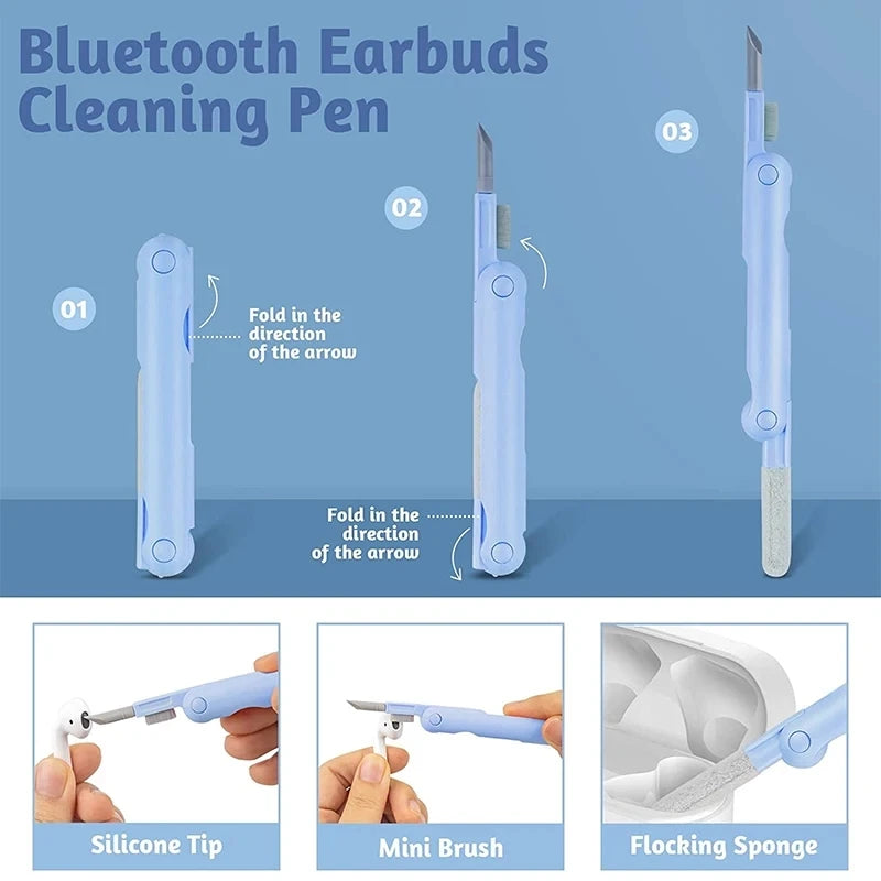 7 in 1 kit spazzola per pulizia tastiera computer penna per pulizia auricolari per auricolare strumenti per la pulizia della tastiera kit estrattore per copritasti detergente