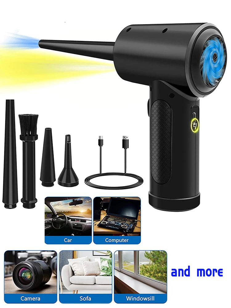 Kabelloser Luftentstauber 50000RPM Tragbar mit LED-Licht zur Reinigung von PCs, Tastaturen, Laptops und Elektronik