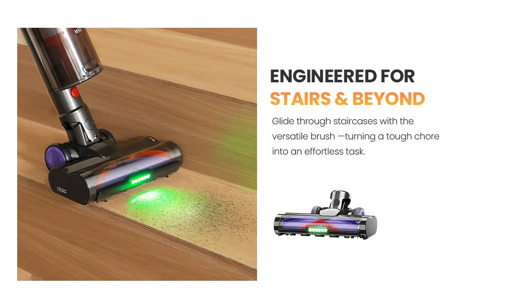 Erabros EV5 550W 70KPA Cordless Vacuum Cleaner with Ultra-Strong Suction Power, 80 Minutes Runtime, Smart Handheld Vacuum with 4 Modes