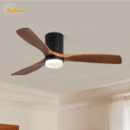 Ventilatore da soffitto Sofucor da 52 pollici in legno nero con luce, telecomando, motore DC silenzioso a 6 velocità per camera da letto e soggiorno