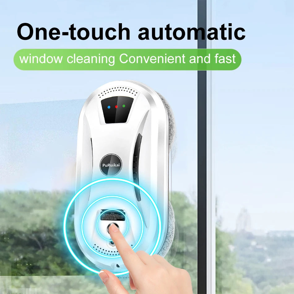 PuRuiKai AI Roboter-Fensterreiniger Intelligenter, streifenfreier Automatik-Reiniger für Fenster/Fliesen/Glastüren Selbstreinigend Extrem leise