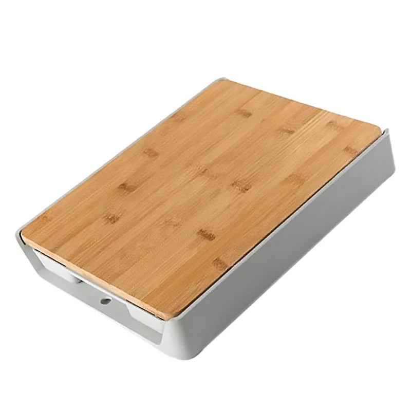 Schneidebrettschublade aus Bambuskunststoff, multifunktionaler Schubladen-Organizer aus Holz für Küchenutensilien, Schneidebretter