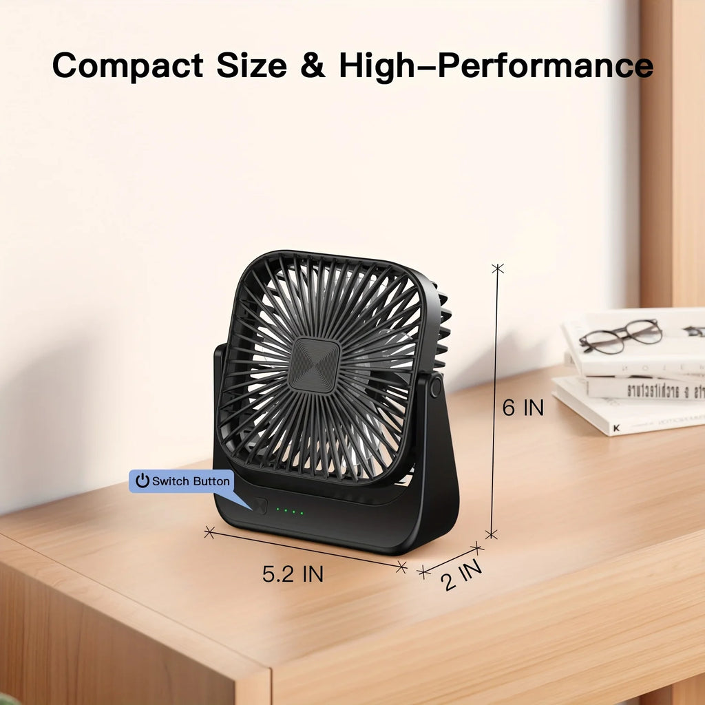 Mini ventilatore portatile USB da tavolo, flusso d'aria potente e funzionamento silenzioso, 4 velocità, vento a 180° ° Ventilatori da terra girevoli per la casa
