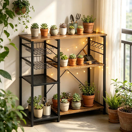 Scaffale robusto, scaffale da cucina, tavolino da caffè, scaffale da panettiere, supporto aperto per microonde, scaffale espositivo – Contenitore multiuso per casa e dispensa