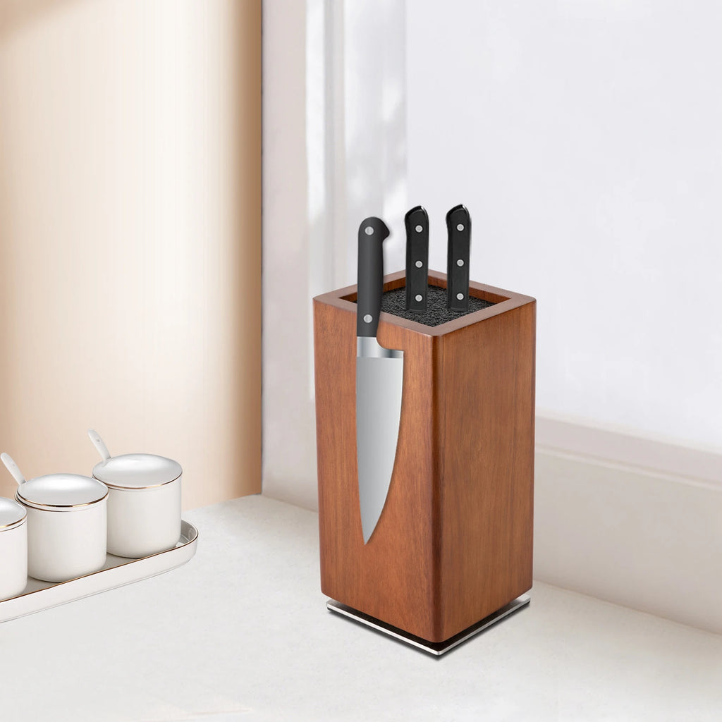 Magnetischer Messerblock, universelle Messeraufbewahrung aus Holz, 360° drehbarer, multifunktionaler Messerhalter für Küchentheke, Restaurant, Hotel