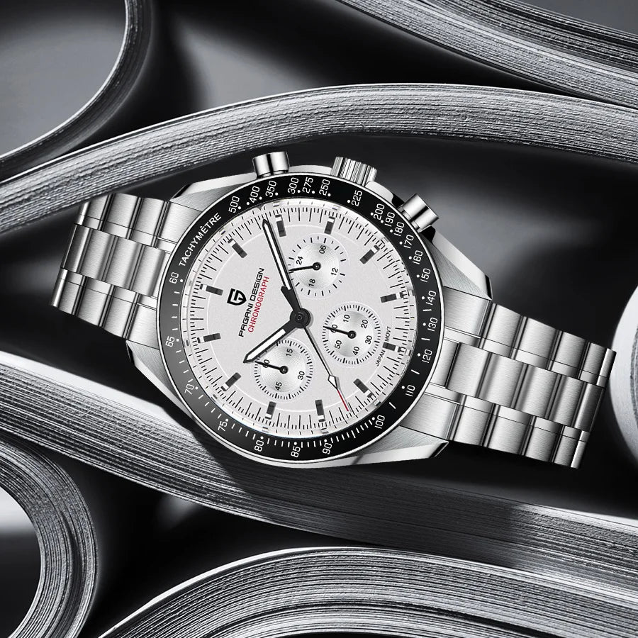 PAGANI DESIGN New Moon Orologio al quarzo di lusso da uomo Cronografo sportivo AR Vetro zaffiro Orologio da polso luminoso per il tempo libero da uomo