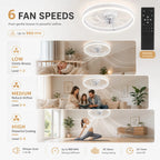 Ventilatore da soffitto con luce LED 50 cm Oraymin moderno telecomando dimmerabile 6 velocità