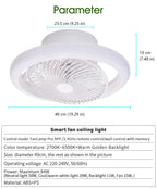 Ventilatore da Soffitto Intelligente con Luci a 360° °   Lampada Ventilatore Moderna Girevole con Controllo Remoto APP, Dimmerabile, 6 Velocità del Vento, Flusso d'Aria Reversibile per Interni