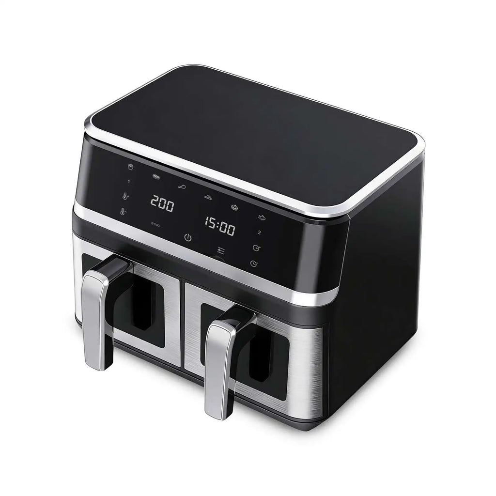 1400 W ölfreie Heißluftfritteuse, 8 l Heißluftfritteuse mit Sichtfenster, digitalem Touchdisplay, 8 Programmen und XXL-Fassungsvermögen