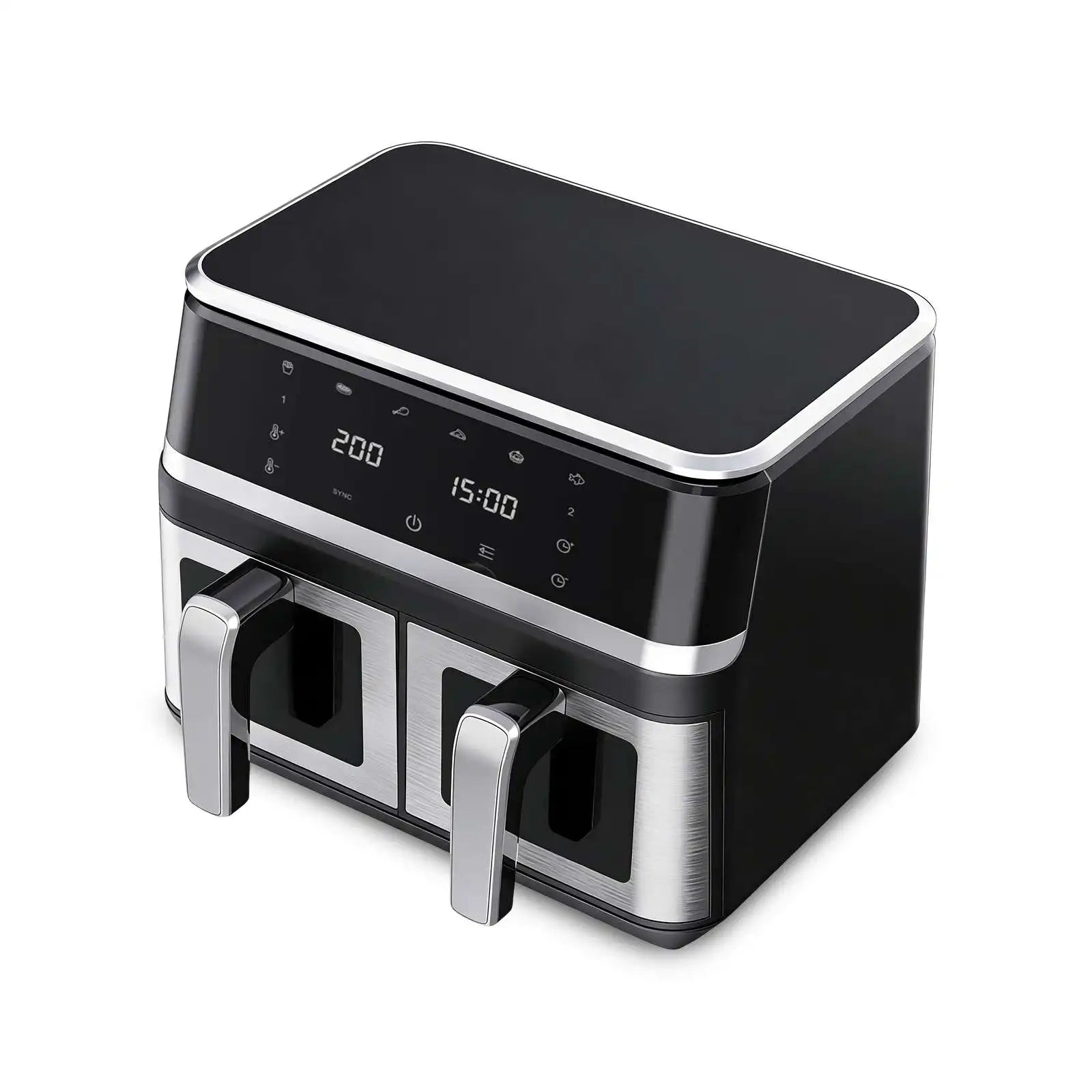 1400 W ölfreie Heißluftfritteuse, 8 l Heißluftfritteuse mit Sichtfenster, digitalem Touchdisplay, 8 Programmen und XXL-Fassungsvermögen