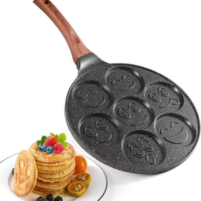 Smiling Pancake Pan, Non-stick with 7 Crepe Holes