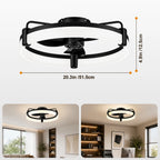 Ventilatore da soffitto rotondo Aiopp Ultra Quiet LED con luce e telecomando, 6 velocità, dimmerabile, motore DC reversibile, a basso profilo, per camera da letto, casa, cucina