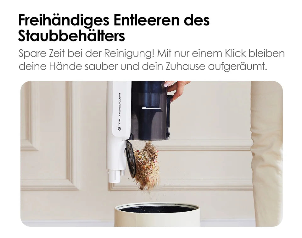 Tineco A30S, Akku-Staubsauger, 160 W Saugleistung, 60 Minuten Laufzeit, 1 L Staubbehälter, ZeroTangle-Bürste, PureCyclone-Technologie, LED-Licht