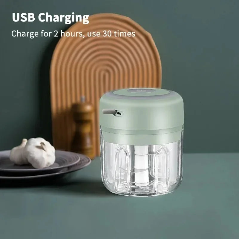 250/100ML Elektrischer Küchenzerkleinerer Mini USB Lebensmittelzerkleinerer Tragbarer Fleischwolf Gemüsezerkleinerer für den Heimgebrauch in der Küche