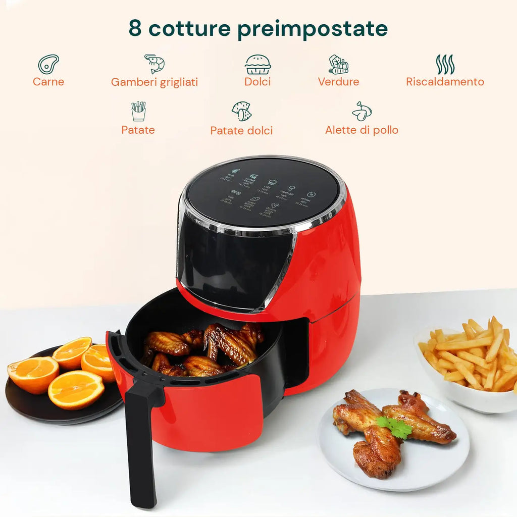 Friggitrice ad Aria 5L 1400W con Timer 60 Minuti e Display LED Touch