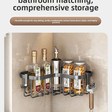 Carbon Steel Kitchen Sink Drain, Wall-Mounted Corner Rag Storage Rack, No Drilling, Waterproof Space Saver