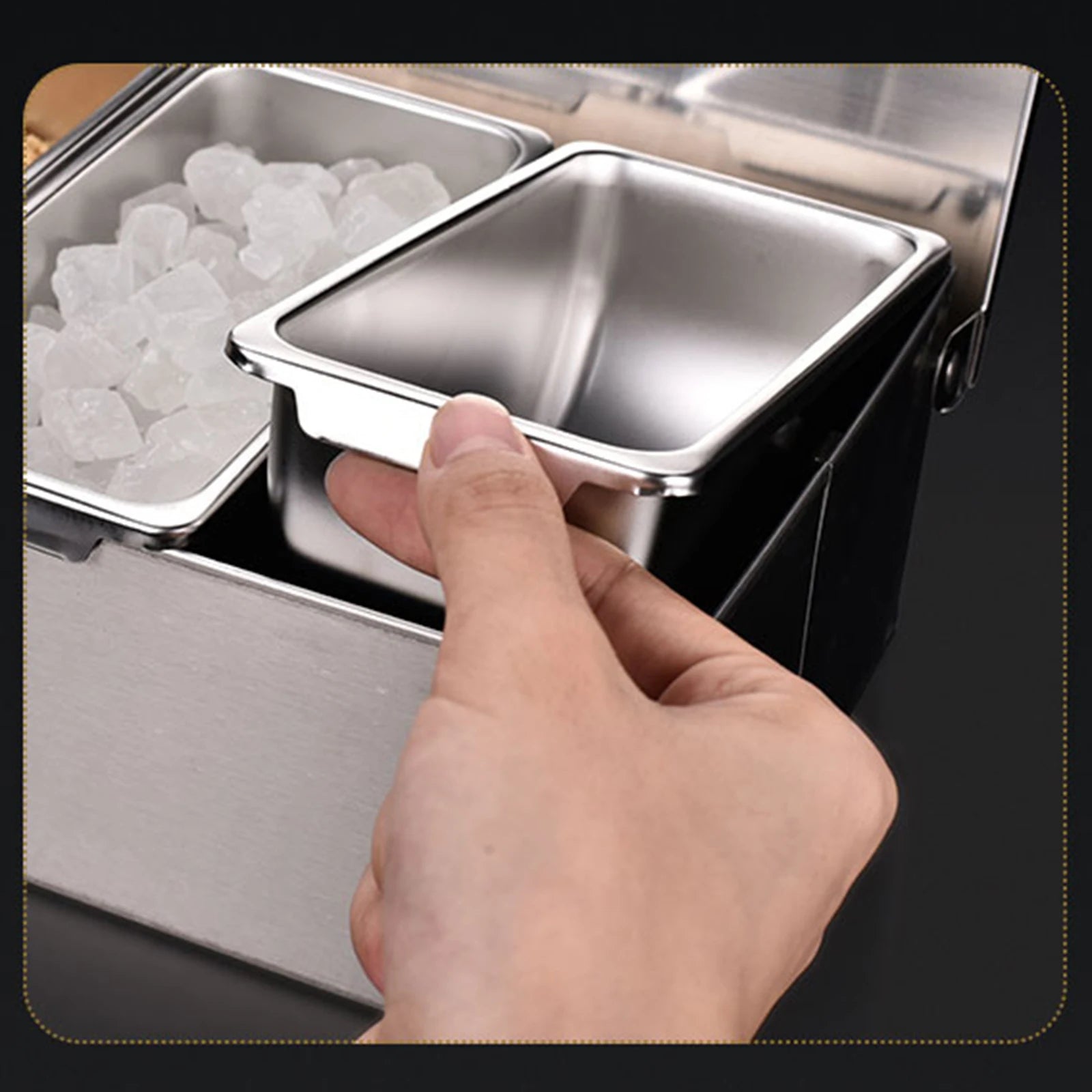 Silberne Obstschale aus Edelstahl mit 4 Fächern, Obstaufbewahrungsbox für den Haushalt, Gewürzbox für Küchen, Restaurants, Bars