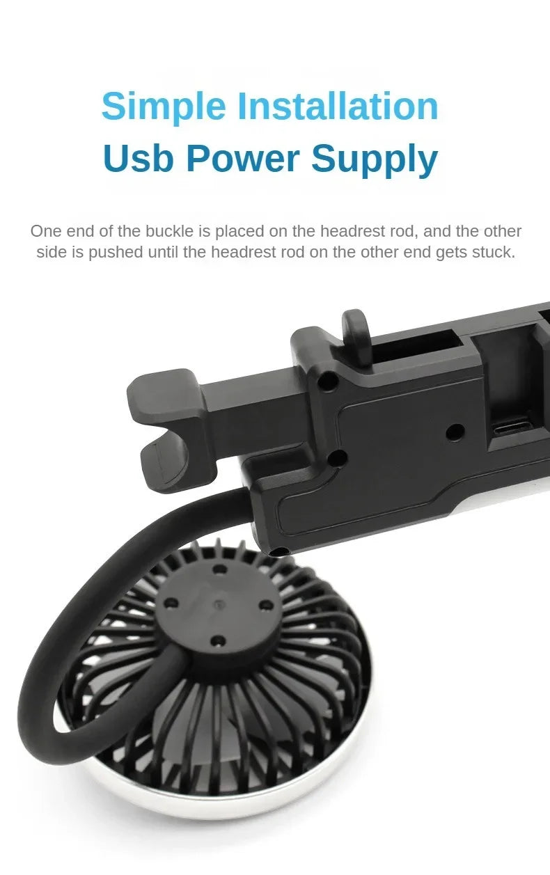 Ventilatore da auto a doppia testa a 3 velocità con clip 360 °   Ventilatore per Auto Girevole con Luce LED, Ventole di Raffreddamento Silenziose, Elettrodomestici per Auto