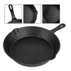 Set di 4 Padelle in Ghisa Pretrattata, 14-26cm, Antiaderenti, Riscaldamento Uniforme, Manici Ergonomici per Gas, Induzione, Falò, BBQ