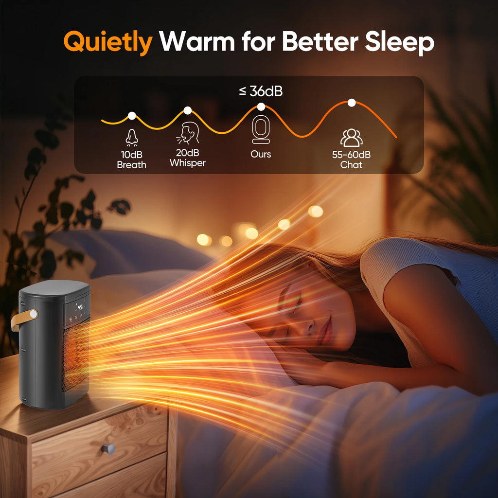 Ventilatore con telecomando, 1500W, 3 modalità di riscaldamento, timer 12H, 70 °   oscillazione, ventola PTC Risparmio energetico, protezione da surriscaldamento inclinabile