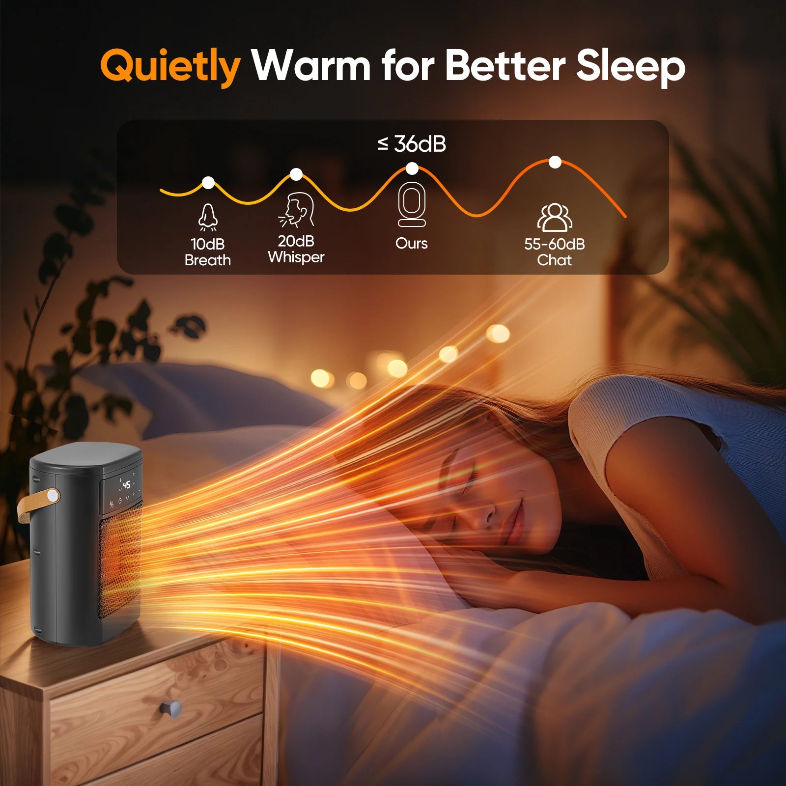Ventilatore con telecomando, 1500W, 3 modalità di riscaldamento, timer 12H, 70 °   oscillazione, ventola PTC Risparmio energetico, protezione da surriscaldamento inclinabile
