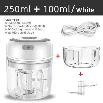 Mini tritatutto elettrico 100/250 ml USB, tritatutto per verdure, cipolla, piccolo robot da cucina portatile per zenzero, peperoncino, verdure