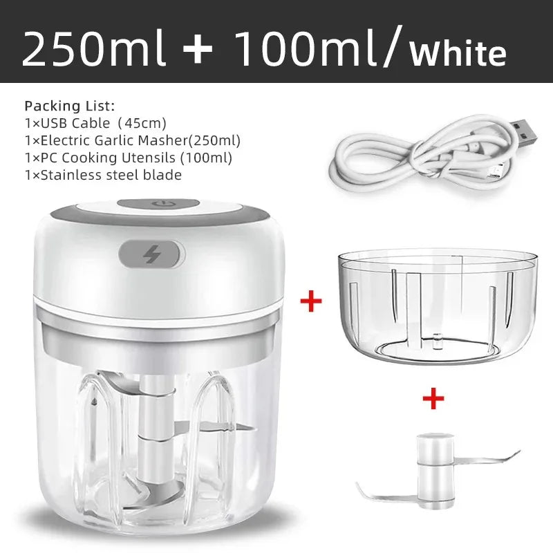 100ML/250ML Elettrico Tritacarne Aglio Chopper Ruota Aglio Presse Frantoio Verdura Cipolla Cutter Cucina Accessori Da Cucina