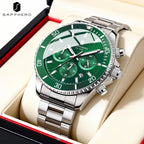 SAPPHERO Orologio Uomo Quarzo Cronografo Sport Acciaio Inossidabile Impermeabile 50M