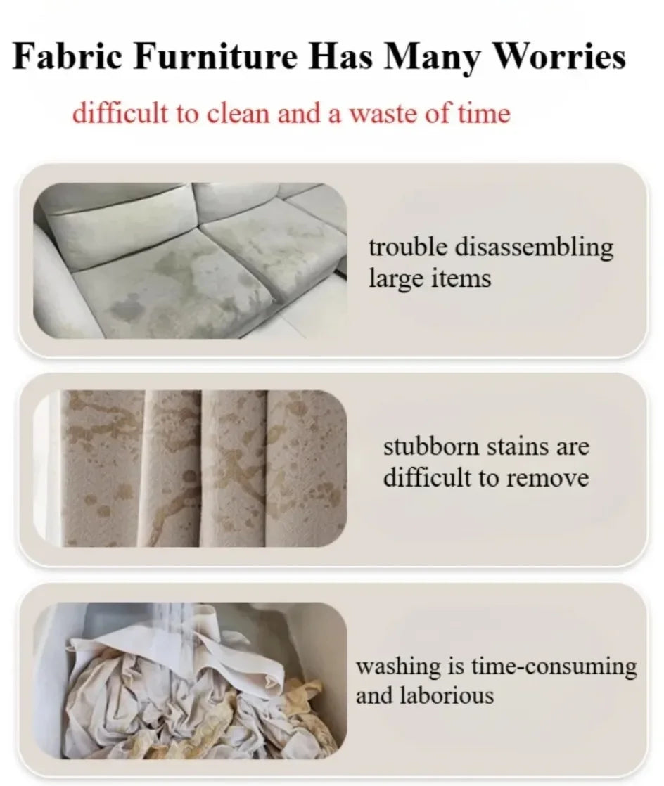 Foaming Dry Cleaner for Fabric Sofa Multipurpose Cleaning Solution Carpet Curtain Clothing Stain Remover No Water Agent Needed