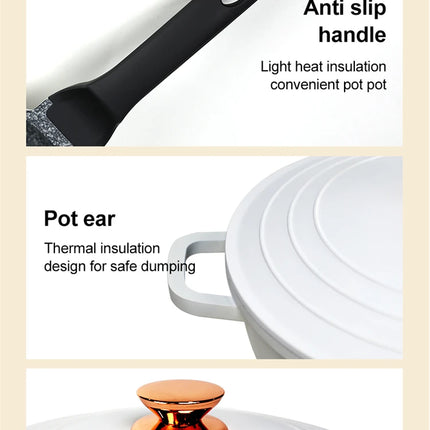 DONNOR 18 Pieces Nonstick Die Casting Aluminum Cookware Set Large Dutch Oven Pot with Lid and Handle for All Stoves Durable Casserole JT274