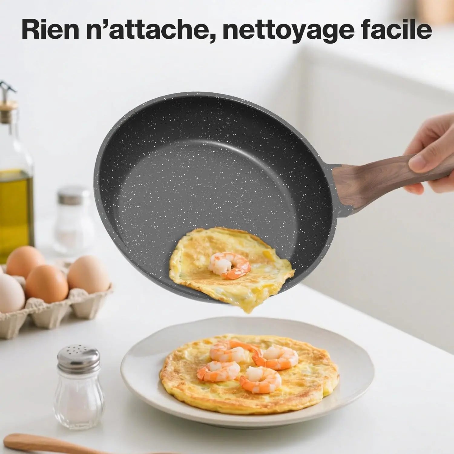 Set di padelle antiaderenti, 3 pezzi – Padelle in granito da 20/24/28 cm