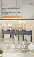 Mensola da cucina senza attrezzi, accessori da cucina, tubo per bacchette multifunzionale a parete, deposito per coltelli e attrezzi