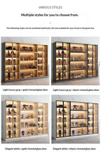 Vetrina Espositiva Personalizzabile con Porta in Vetro Temperato, Luce LED, Grande Capacità, Scomparti Multipli, Telaio in Alluminio, Eco-Friendly