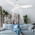 Ventilatore da Soffitto a Risparmio Energetico da 42-52 Pollici con Luce e Telecomando Ventilatore Elettrico Reversibile a 3 Pale, Ventilatore da Soffitto a Basso Profilo per Caffetteria, Casa, Hotel, Ufficio, Bungalow