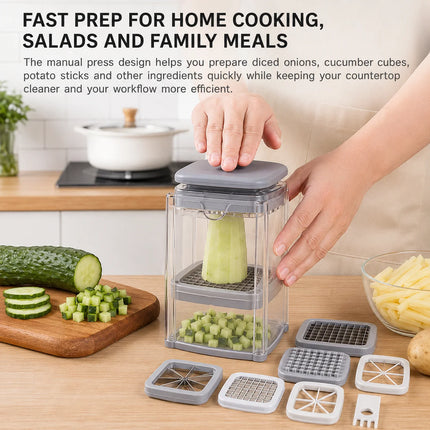 Tritatutto multifunzionale per verdure e patate con 4 lame, taglia cipolle a pressione per una rapida preparazione di insalate
