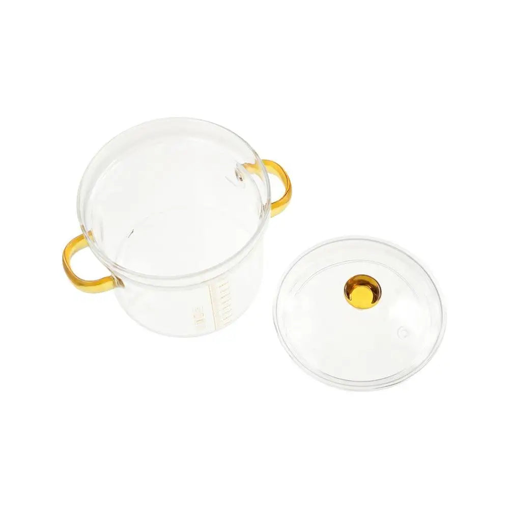 Glas Suppentopf, Anti-Explosion, Verstärktes Glas, Topf mit zwei Griffen, Miniküche