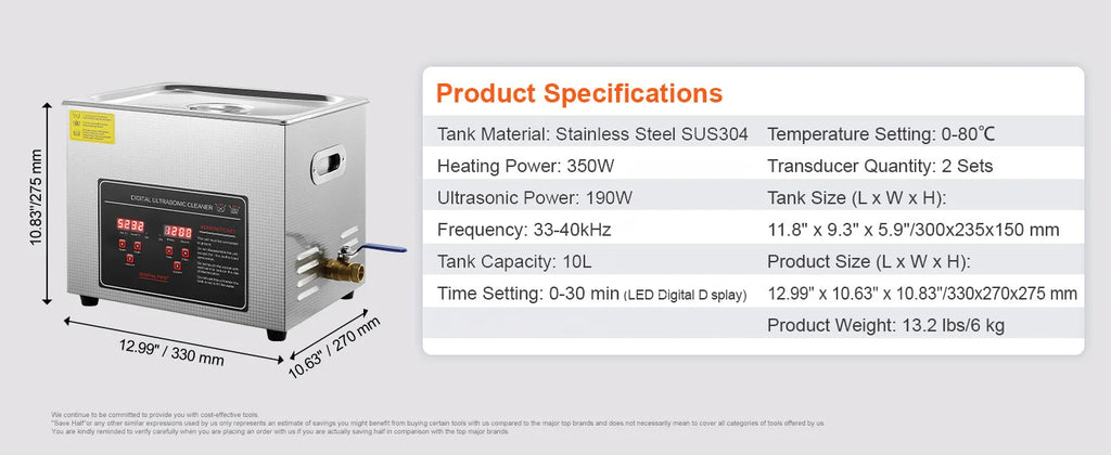 SucceBuy 2L 3L 6L 10L 22L 30L Ultraschallreiniger Edelstahl Tragbarer Reiniger Waschmaschine Ultraschall-Haushaltsgerät