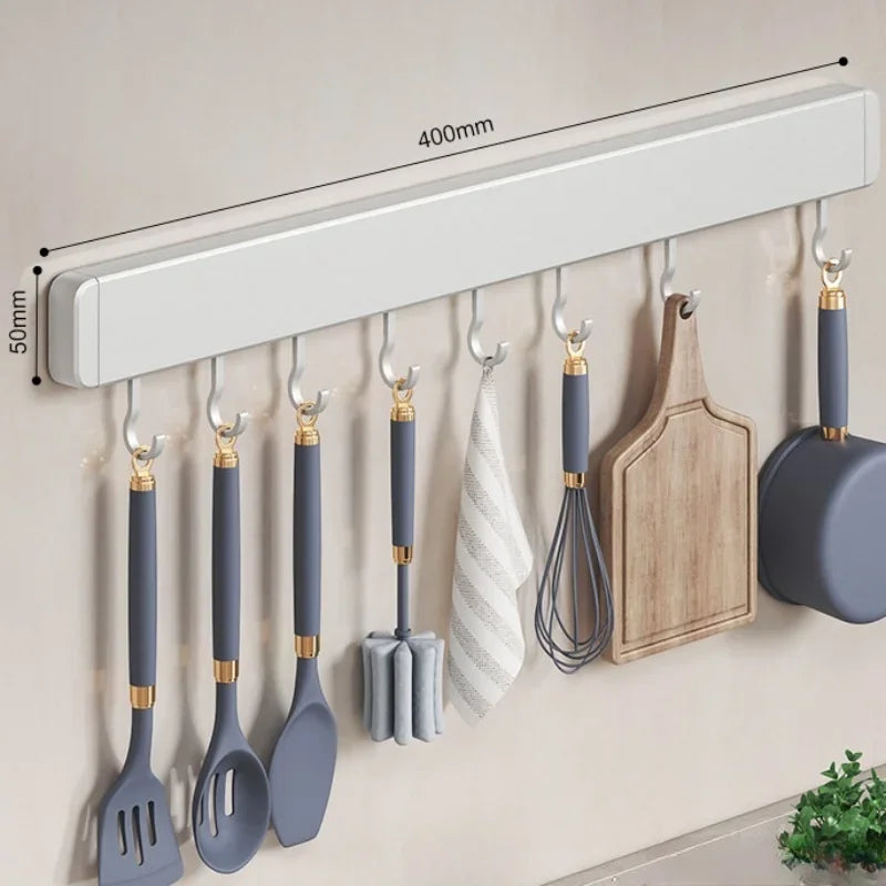 Scaffale da cucina non perforato Scaffali montati a parete Accessori per utensili da cucina con organizer porta cucchiaio con gancio mobile