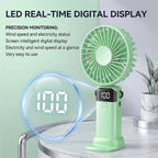 Mini Ventilatore USB con Display LED, Silenzioso 3 Velocità, Ricaricabile 1200mAh, Portatile da Scrivania per Ufficio Casa Viaggio, 2 Colori (Blu Marino/Verde Oliva)