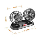 Ventilatore per auto EAFC 5V 12V a doppia testa con raffreddamento ad aria a 360° °   Mini ventilatore portatile USB regolabile per auto, accessori per auto a basso rumore