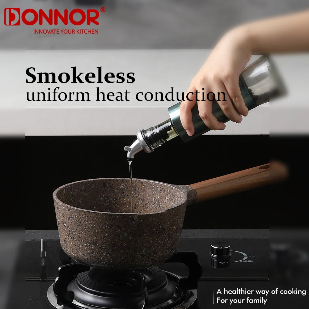 DONNOR Pentola per Latte Antiaderente in Granito da 16cm/6.3 Pollici, Senza PFOA, a Basso Contenuto di Fumo, Compatibile con Piani a Induzione e Gas, Facile da Pulire, Piccola Casseruola