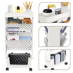 Mobile Bücherablage mit feststellbaren Rollen – Robuster Bücherregalwagen, herausnehmbarer Organizer mit Becherhalter für Zuhause und Büro