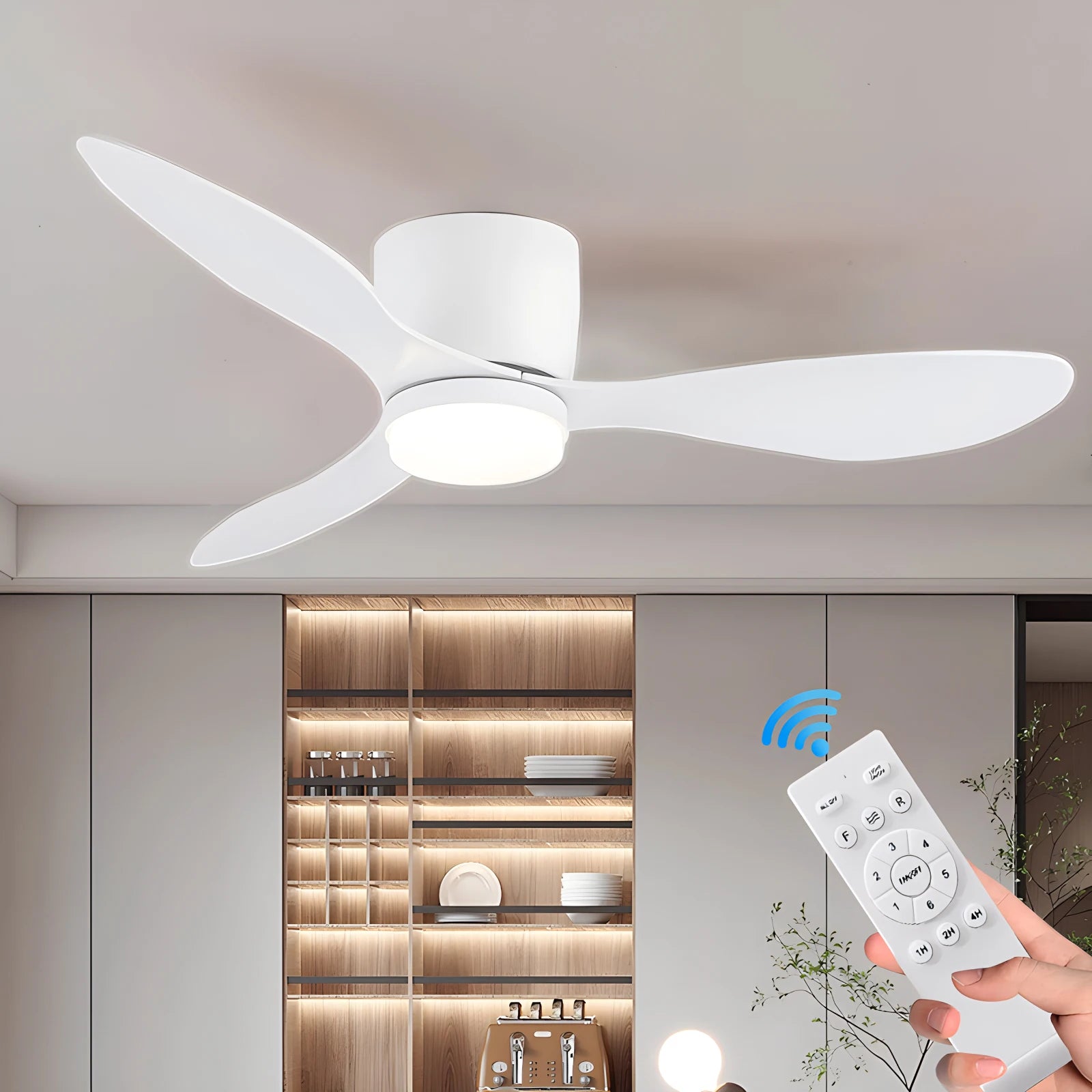 Ventilatore da Soffitto IRALAN con Luce, Motore DC Silenzioso a Risparmio Energetico, 3 Colori Variabili, 6 Velocità Regolabili, per Camera da Letto e Soggiorno